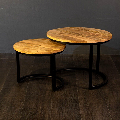 Holz couchtisch rund - couchtisch, set