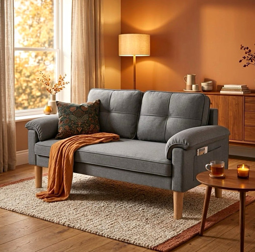 Sitzer sofa grau 2 - 2-sitzer, grau,